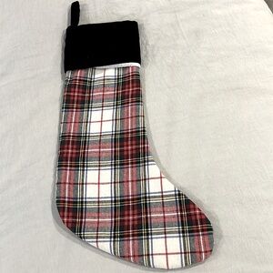 RALPH LAUREN Red White ROYAL STEWART PLAID & Velvet Cuff 21” Christmas Stocking